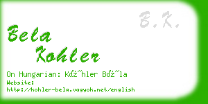 bela kohler business card